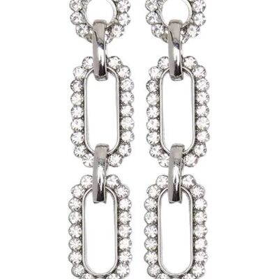 Silver Diamante Chain Link Drop Earrings