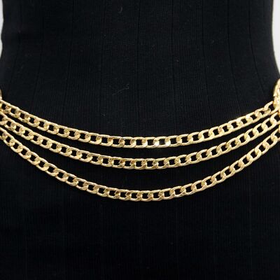 Gold Triple Layered Circle Chain Belt