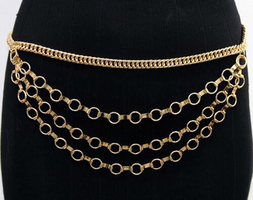 Gold Circle Link Layered Chain Belt