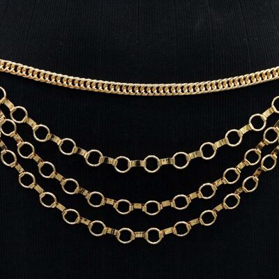 Gold Circle Link Layered Chain Belt