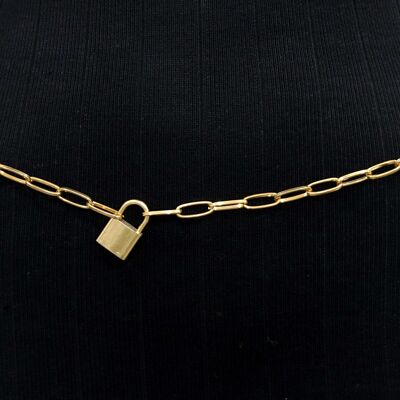 Gold Chain Belt With Padlock