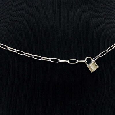 Silver Chain Belt With Padlock