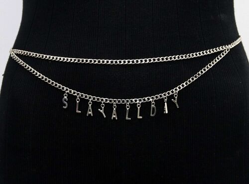Silver Slay all day double chain belt