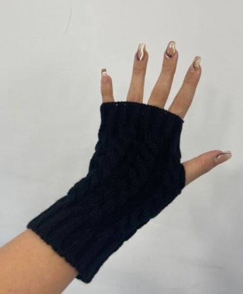 Black Knitted Fingerless Gloves