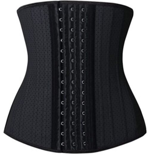 Full Black Waist Trainer Corset with Hook and Eye