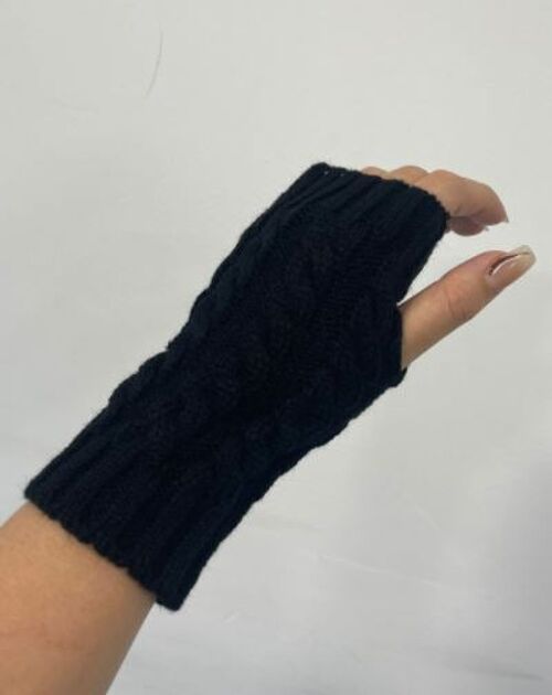 Black Knitted Finger less Gloves