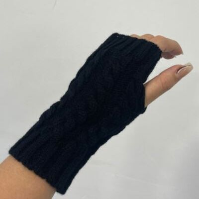 Black Knitted Finger less Gloves