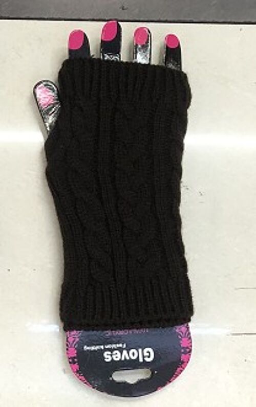 Brown Knitted Fingerless Gloves