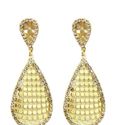 Gold Metal Drop Mesh Earrings