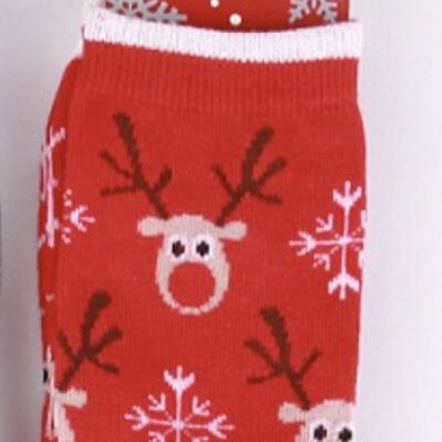Red and White Reindeer Socks