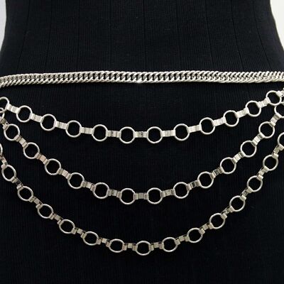 Silver Link Layered Chain Belt
