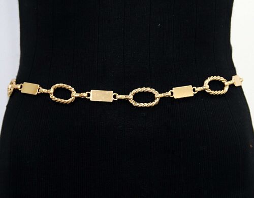 Gold Twist Ring And Block Chain Belt