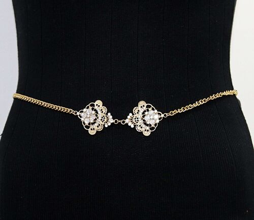 Gold Diamante Filigree Chain Belt