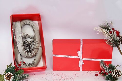Grey Heatless Curlers in Red Gift Box with Christmas Ribbon