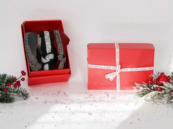 Lot de 3 bandeaux en pierres précieuses et velours dans une boîte cadeau rouge avec ruban de Noël