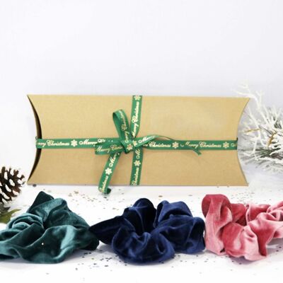 3pcs Velvet Scrunchie Set in Gift Box with Christmas Ribbon