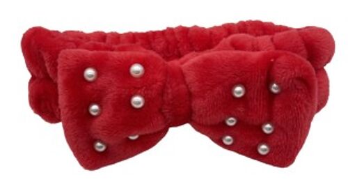 Red Beauty Headband with Pearl Embellishment