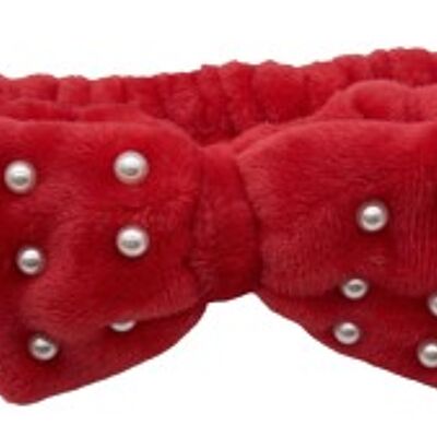 Red Beauty Headband with Pearl Embellishment