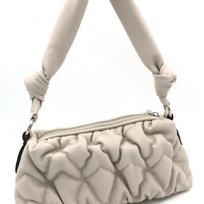 Cream Puffer Quilted Bag with Knotted Strap