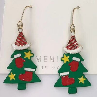 Green Christmas Tree Earrings