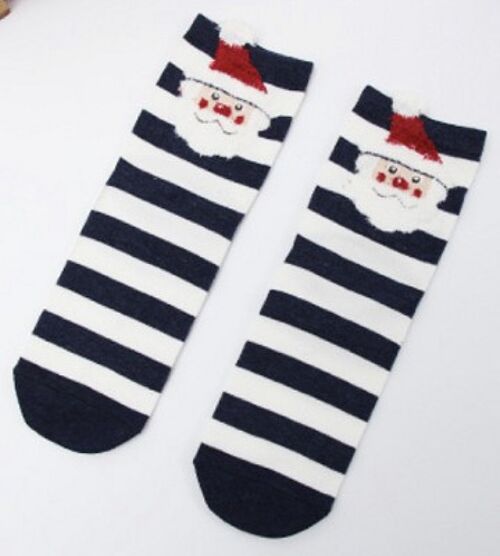 Black Stripey Santa Socks