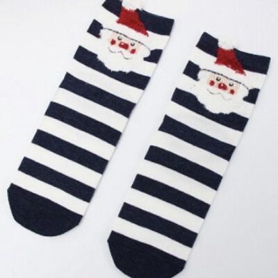 Black Stripey Santa Socks