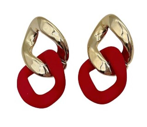Red and Gold Oversized Chain Link Earrings