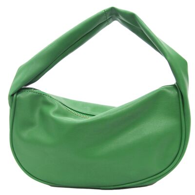 Green Slouch Handle Faux Leather Bag