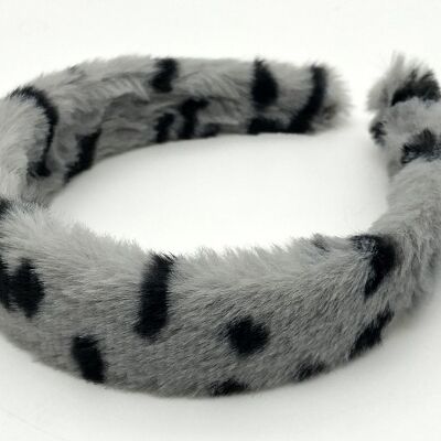 Grey Leopard Faux Fur Headband