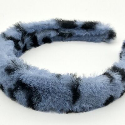 Blue Leopard Faux Fur Headband