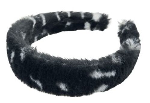 Black Leopard Faux Fur Headband