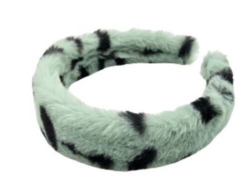 Mint Leopard Faux Fur Headband