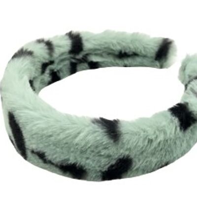 Mint Leopard Faux Fur Headband