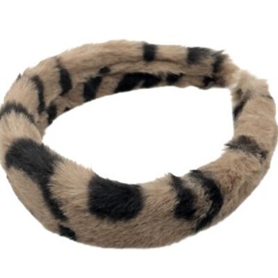 Light Brown Leopard Faux Fur Headband