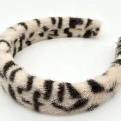Nude Leopard Print Faux Fur Headband