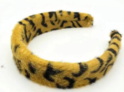 Mustard Leopard Print Faux Fur Headband