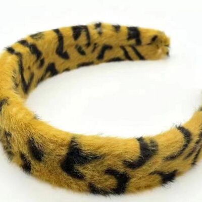 Mustard Leopard Print Faux Fur Headband