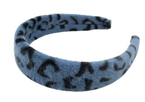 Blue Leopard Print Faux Fur Headband