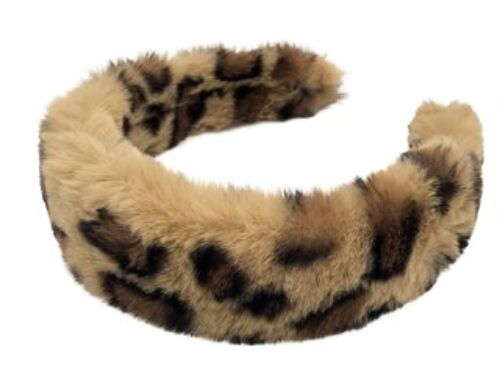 Camel Leopard Faux Fur Headband