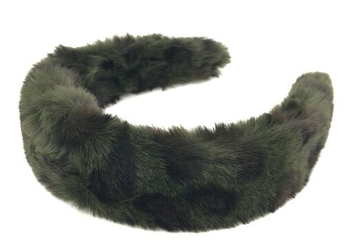 Khaki Leopard Faux Fur Headband