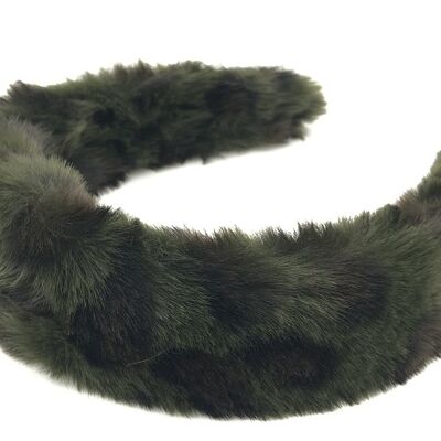 Khaki Leopard Faux Fur Headband