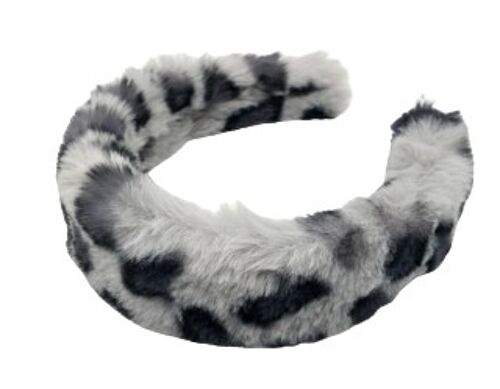 Light Grey Leopard Faux Fur Headband