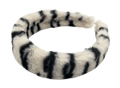 Nude Zebra Print Faux Fur Headband