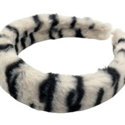 Nude Zebra Print Faux Fur Headband