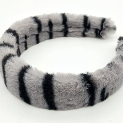 Mink Zebra Print Faux Fur Headband