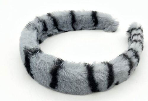 Light Grey Zebra Print Faux Fur Headband