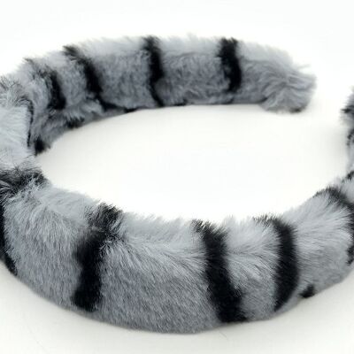 Light Grey Zebra Print Faux Fur Headband