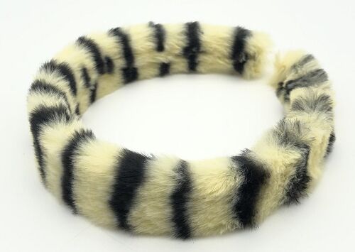 Lemon Zebra Print Faux Fur Headband
