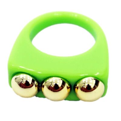 Green Plastic Ring with Gold Embellishment