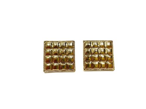 Gold Square Stud Earrings